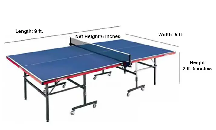 fullsized table tennis table dimensions