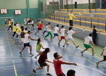 group badminton training